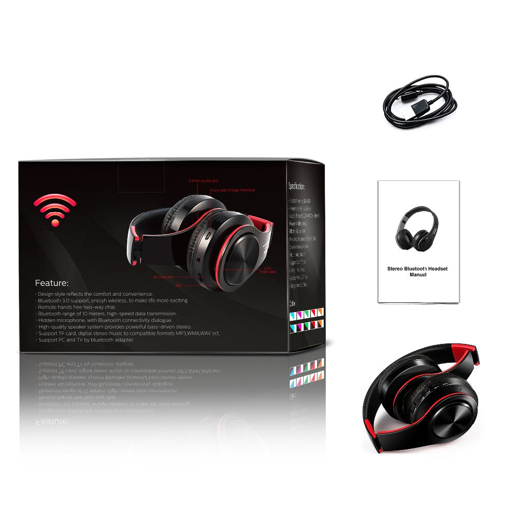 Fone de ouvido Bluetooth + Headset Wireless + SD Card para MP3