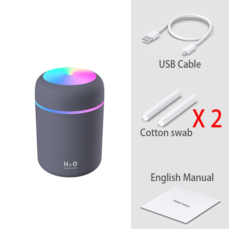 H2O Mini Umidificador de Ar Portátil, Difusor de Aroma USB, Quarto, Casa, Carro, Escritório 300ml