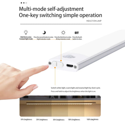 Luz de Led estilo Bastão continuo, ultrafino, multifunções, multicores, sensor de movimento, liga e desliga, carregamento USB