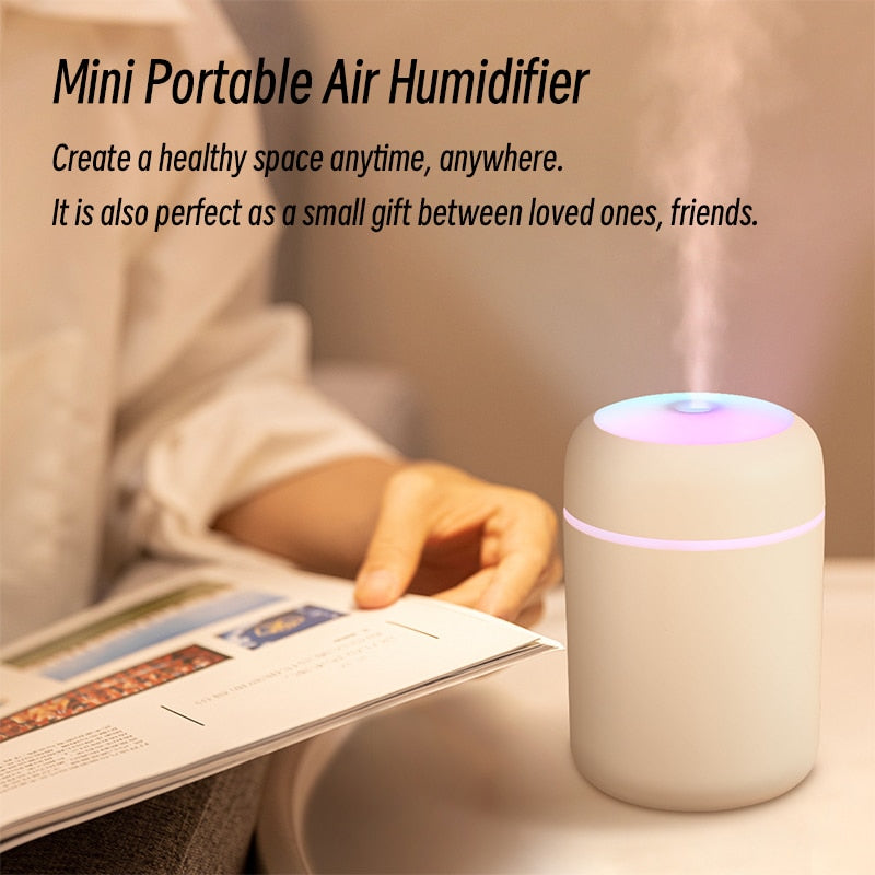 H2O Mini Umidificador de Ar Portátil, Difusor de Aroma USB, Quarto, Casa, Carro, Escritório 300ml