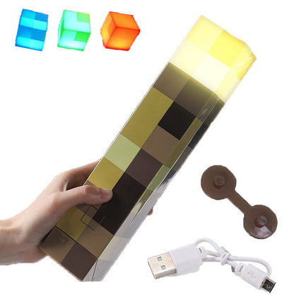 Luminária Tocha Minecraft Led 4 cores